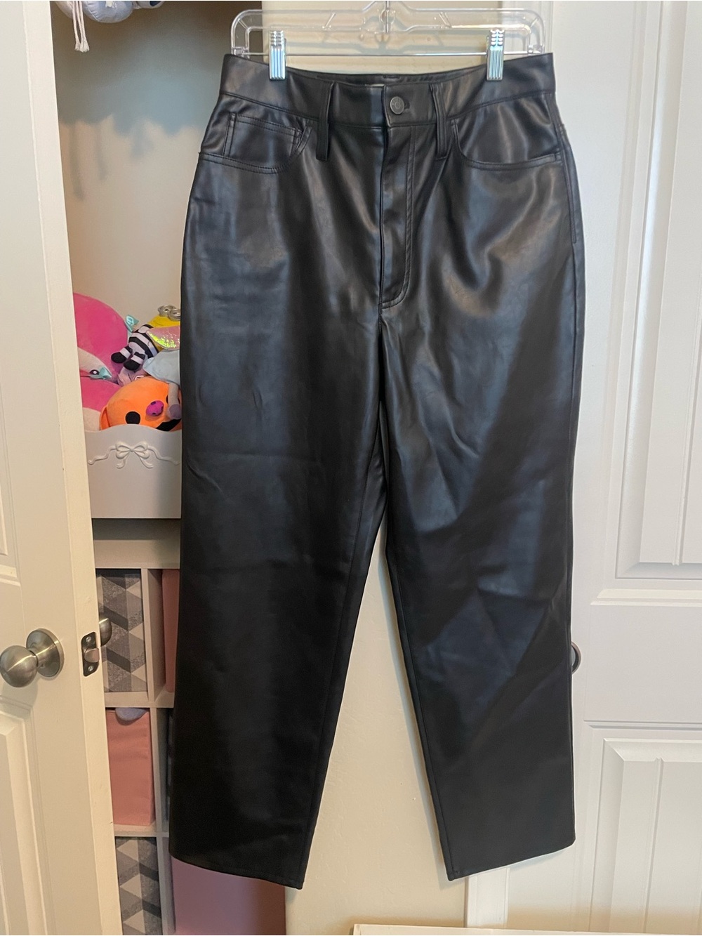 Madewell Black Faux Leather Straight-Leg Pants